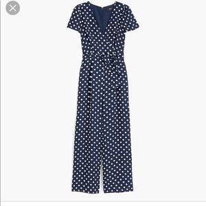 J.Crew Navy wrap polka dot jumpsuit